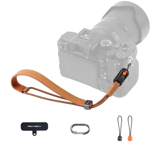 Image of PGYTECH Camera Wrist Strap Slim Vintage Style, Adjustable Quick Release Anti-Drop Leather Hand Strap Holds 55.1lb for Fujifilm /Sony /Canon Camera /Smartphone, Retro Camera Strap, Caramel Brown