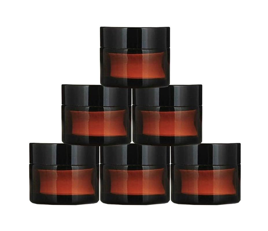 Pack of 3 Pcs 50 Gram Amber Glass Acrylic SAN JAR with Black cap for DIY Cosmetic LIPBALMS,Lip Scrubs, BODYBUTTER JAR Travel Friendly with Protective Inner lid 100% Leak Proof-image-14