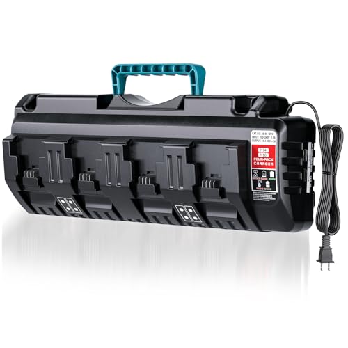 Mewryytuo Rapid Multi Super Charger Station 4 Port for Milwaukee M18 18V Battery Wall Mount Multiple Charger 4 Port (3A Each) Fast Charging with 2 USB Ports Outputs [ Battery Not Included ]