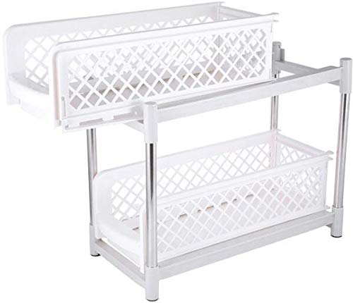 UsaveWhite Plastic Kitchen Cupboard Baskets Organiser