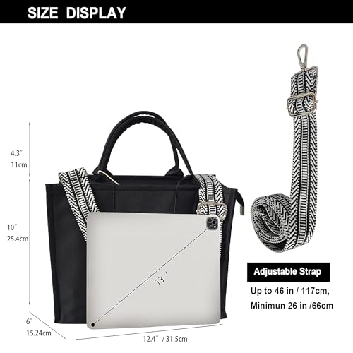 Image of Dyalsa Tote Bags for Women, Canvas Handbag Tote Purse Crossbody Bags with Zip Casual Shoulder Bags for Work and Travel