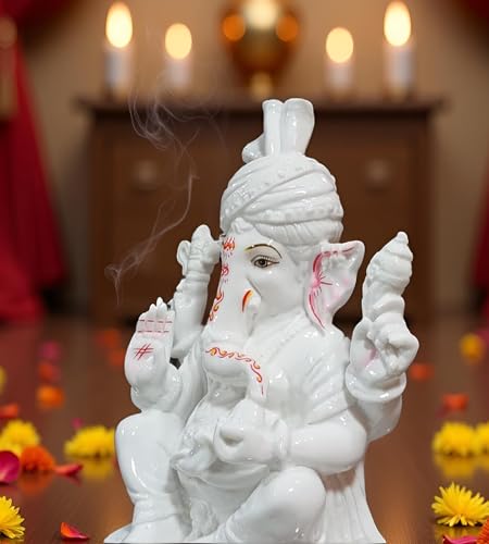 Figurine Murti statue marbre blanc 28 cm objet déco K4774 - 6