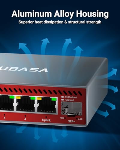 Image of 5-Port 2.5Gb Switch with 10Gb SFP+ Port, Less Heat Unmanaged Multigig Ethernet Splitter for NAS, Gaming, PC - Plug & Play, Silent Aluminum Housing, Professional Grade 2.5 Gigabit Network Switch