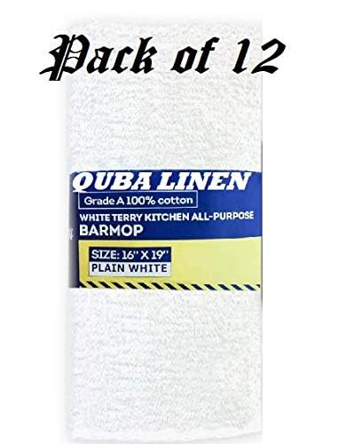 QUBA Linen - Bar Mops Towels, 12 Pack Premium Quality 100% Cotton, Size 16x19 Highly Absorbent and Multi-Purpose Cleaning Rags - Terry Towels for Home and Kitchen Machine Washable bar mops (12) - Thumbnail 4