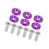 PARSLUCK Universal Finishing Countersunk Fender Bumper Washers, Gasket Screw Engine Bay Fastener Kit for Car Motorcycle Mechanical RC Parts, M6, Durable, Aluminum Alloy, Purple, 6pcs Stable