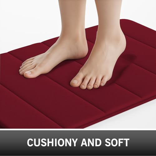 Bathroom Rugs Set 2 Piece Memory Foam Bath Rugs Non-Slip Bath Mat,Washable Room Mats,Absorbent Shaggy Rugs Super Soft Kitchen Mats, Batroom Carpets for Bathroom,Tub,Shower Home Decor（Burgundy） by RUN HELIX - Image 2