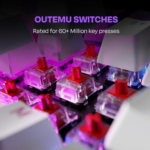 Image of Kreo Hive 98 Wired RGB Mechanical Gaming Keyboard | Full Size 98 Keys, Metal Volume Knob, Per-Key RGB, Hot-Swappable Switches (White-Purple, Red)