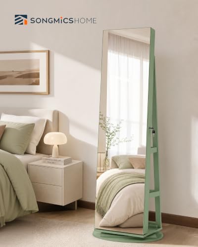 Image of SONGMICS HOME Standing Jewelry Armoire, Full Length Mirror with Storage