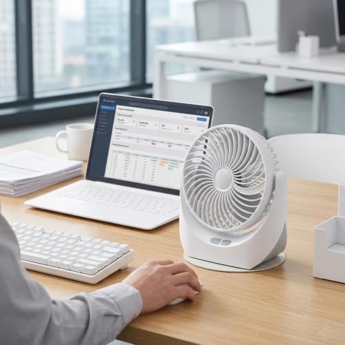 Image of Drumstone Table Fan High Speed 75W Electric Cooling Fan with Durable Motor, Strong Airflow Performance, Stable Base Design for Home, Office, Bedroom, Study Room and Indoor Use Comfort