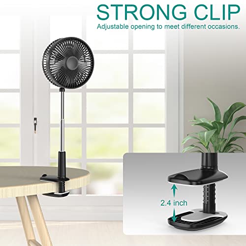 Askpulion Telescopic Oscillating Clip Fan, Rechargeable Small Oscillating Fan, 3 Speeds Grow Tent Fan, Pivots 180°, Head Rotation, Adjustable Height #TOP5