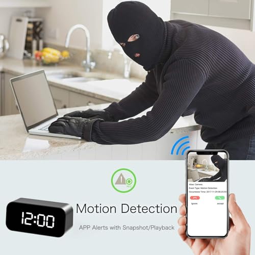 Cyydsam Spy Camera Clock - Hidden Camera - Mini 1080P Wifi Wireless Motion Detection Night Vision Real Time Watch Live Video Nanny Cam thumb #1