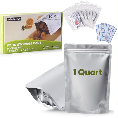 60pcs 1 Quart Mylar Bags 10 Mil
