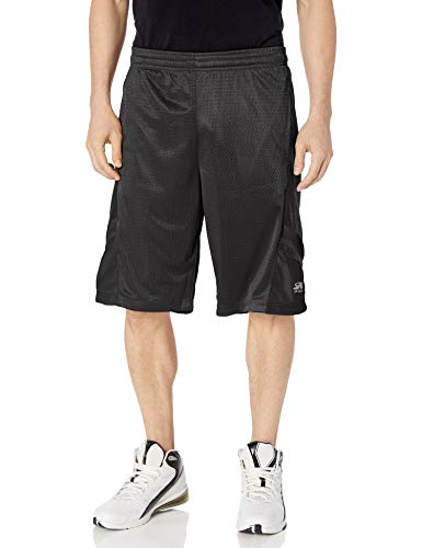 Southpole Men's Basic Basketball Mesh Shorts, Black/Black, Large