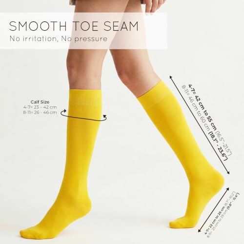 Image of Mysocks Knee High Socks for Women Men Combed Cotton Seamless Toe Tall Long High Socks