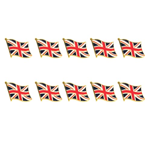 SOIMISS 10 Unids Reino Unido Reino Unido Reino Unido Bandera de La Solapa Esmalte Agitar Bandera Pin Pin Souvenir Sombrero Hombres Mujeres Patriótico Gran Bretaña Cover