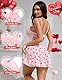 ohyeahlady Negligee Damen Valentinstag Push Up Spitzen Unterwäsche Durchsichtig Sexy Nachthemd Reizwäsche Große Größen Babydoll Dessous Set Morgenmantel Schlafanzug Pyjama Party Clubwear Rosa XL