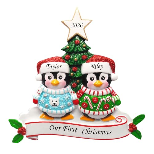 Personalized Family of 2 Ornament - Ugly Sweater Family