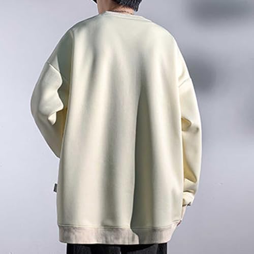 Mens Sweatshirt Loose Plus Size Crewneck Pullover Fashion Button Long Sleeve Design Teen Boy High Street Sweatshirt4