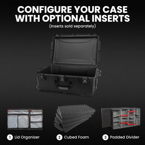 Image of NANUK 963 Waterproof Hard Case with Wheels, Empty Interior | 32.5 inch x 21 inch x 12.3 inch, Protects Cameras & Valuable Gear, Customizable Empty Interior, Lockable, Black
