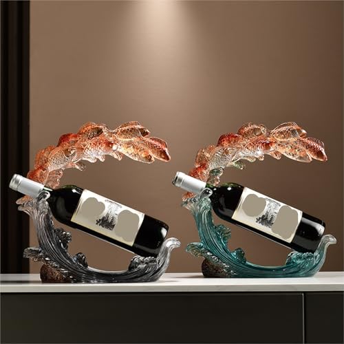 Soporte para botellas de vino de resina azul decorativo miniatura 5