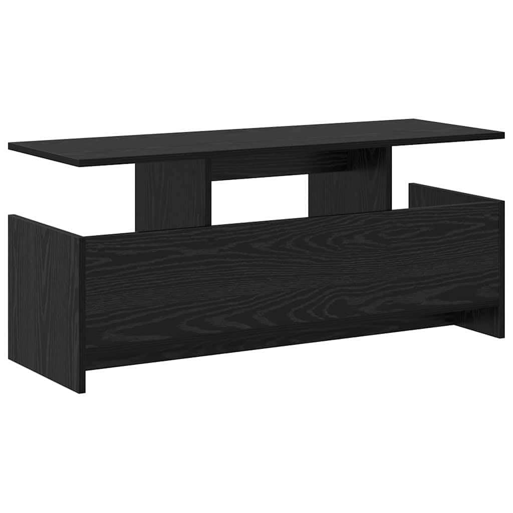 Mobile TV nero effetto rovere in legno, 102 x 35 x 45 cm, con ampio spazio di archiviazione, moderno mobile multimediale per soggiorno, camera da letto, home theater, adatto per console di