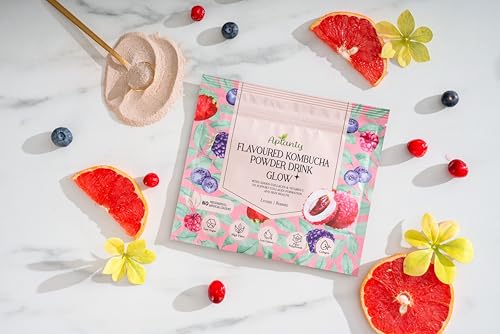 Aplanty® Sparkling Kombucha Glow+ / on-the-go powder drink/Live Cultures/Low Calories/Low Sugar/Gut Health/Type 1 hydrolysed marine collagen peptide/Skin, Nail, Hair/ 5g x15 servings - Image 4