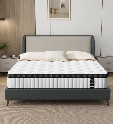 REALONE Full Mattress 10 Inch Hybrid White Mattresses Gel Memory Foam Spring Mattress in a Box Medium Firm Pressure Relief