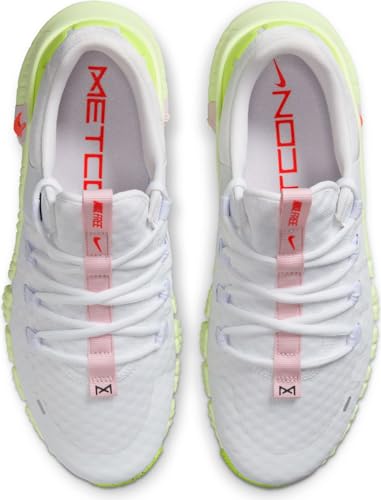 Nike Free Metcon 5 Women's Workout Shoes (DV3950-104, White/Barely Volt/Pink Foam/Bright Crimson) Size 5