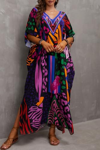 Image of Women Beachwear Long Beach Coverups Kaftan Casual Caftan Dress