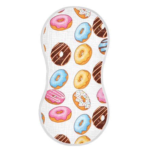 xigua Donuts Muslin Baby Burp Cloths Set of 1, Super Soft & Absorbent Burping Rags, Cotton Burp Clothes Shower Gift for Newborn, Baby Girls and Boys