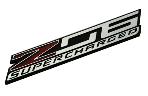 Image of 2Pcs New Z06 Blown Supercharged Engine Emblems 3D Badges Nameplate Compatible with Chevy Corvette (Chrome Red)