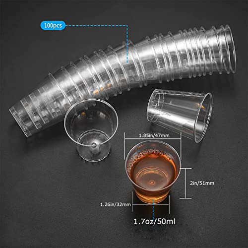 Tutuya 100 Pack Plastic Shot Glasses, 1.7Oz/50Ml Hard Thicked Plastic Shot Cups, Clear Reusable Shot Glasses Plastic Fit For Birthday, Wedding, Festival, Party #TOP6