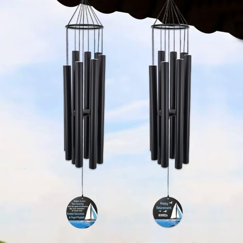 Image of Personalized Retirement Wind Chimes for Outside, 36 inch Happy Retirement Gift for Women, Men, Coworker, Colleague, Boss, Teacher, Nurse, Friend, Going Away Garden Patio Decor