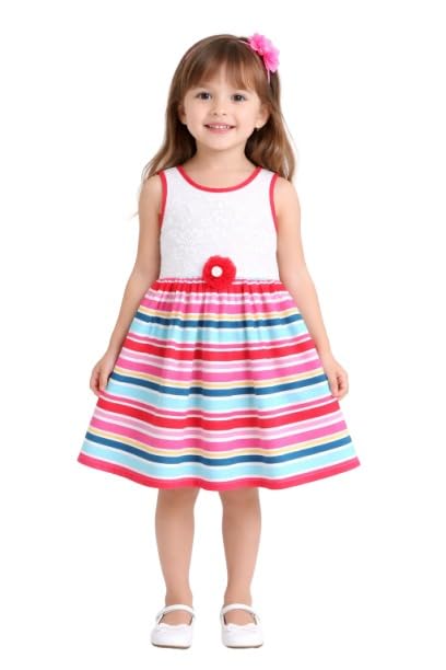 Image of Funshine Girls Spring Summer Casual Dress for Kids | Soft Breathable Comfortable Everyday Wear for Play School Outings Birthday Parties & Family Occasions | Stylish Lightweight Trendy Outfit