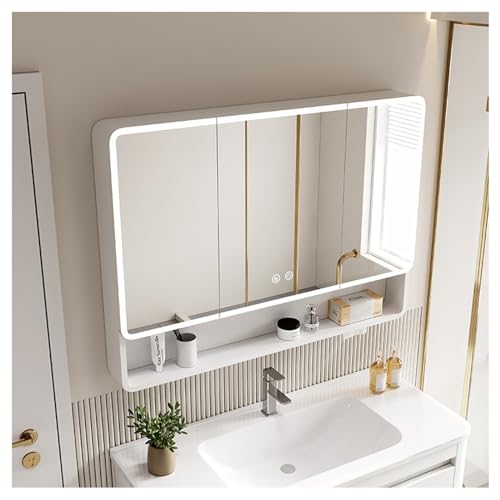 Armoire de toilette LED 60x88 cm avec miroir et étagères