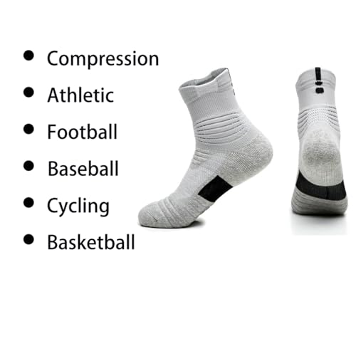 Image of 3 Pack Compression Basketball Socks Performance Cushioned Athletic Crew Sports Running Cycling Sock