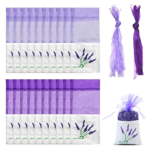 Set di 20 Sacchetti per Lavanda Vuoti,Profumati Vuoti in Cotone-Lino – Sacchetti alla Lavanda Non Riempiti da Personalizzare, 15,5 x 7,5 cm, Viola e Viola Chiaro, Ideali per Cuscini Profumati