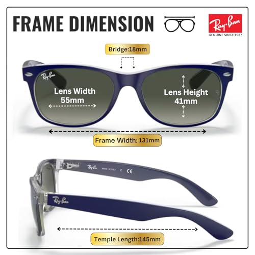 Image of Ray-Ban RB2132 NEW WAYFARER COLOR MIX Square Shaped Sunglasses for Men & Women with Official RAYBAN Eyewear Kit