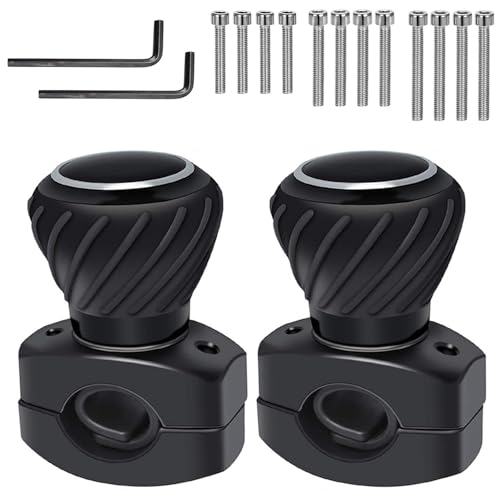 Tongboke 2 Pièces Universelle Boule de Volant Voiture, Bouton de Volant à 360 Degrés Auxiliaire, Bouton Power Spinner, Voiture, Camion, Bateau | Noir (Noir-B)