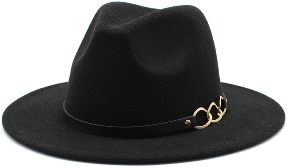 Classic Wool Fedora Hat with Black Band, Camel Brown Wide Brim, Western Style