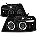 For Ford F150 F-150 Pickup Black Smoke Dual Halo LED G2 Projector Headlights Front Lamps Replacement