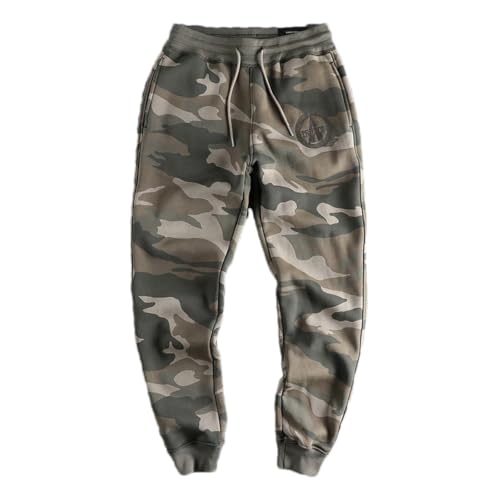 Pantalon de survêtement homme vintage coupe droite style camouflage militaire
