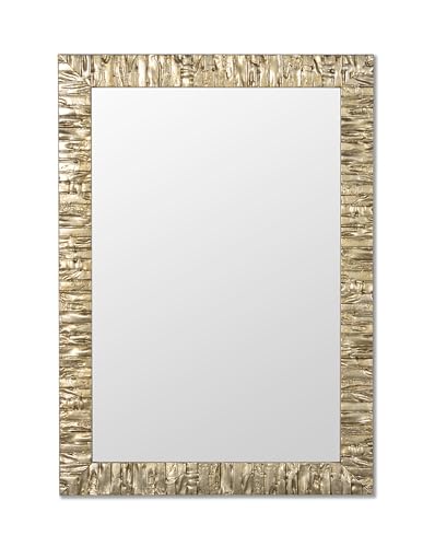 MO.WA Specchio da Parete, Specchiera Muro cm. 50x70 cornice legno Argento Champagne, Made in Italy, Grande Specchio, moderno
