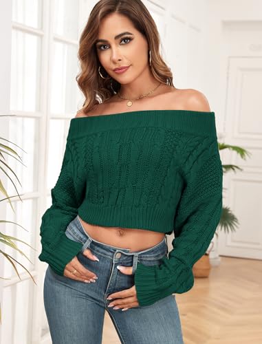 Image of ZAFUL Women V Neck Button Knit Crop Sweaters Batwing Sleeve V Back Ribbed Hem Pullover Sweater