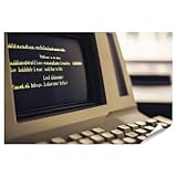 islandburner XXL Bild Poster alter Computer mit Text auf dem Bildschirm für Arbeitszimmer Technik-Enthusiasten Elektronikladen Premium Bilder Fotodruck