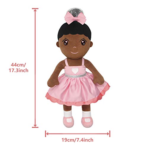 Maxshop Plush Dolls 17'' First Baby Doll For Kids Super Soft Plush Toy Gift (Pink Dress Black Doll) #TOP1