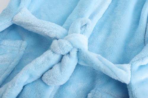 Image of Kids Hooded Bathrobe Girls Soft Plush Hooded Flannel Pajamas Sleepwear Boys Spa Robe