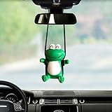 Super Cute Car Rearview Mirror Pendant Swinging Frog Hanging Swing, Car Hanging Accessories for Rear View Mirror, Ornament Cute (Frog)
