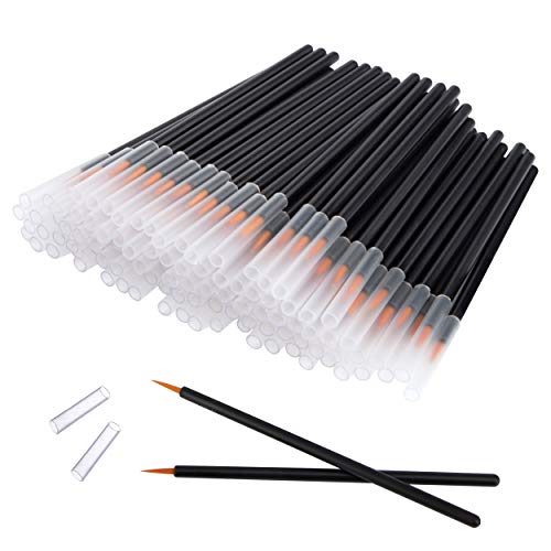 Pincel Delineador de Ojos Desechable Eyeliner L�quido Cepillo de Sombra de Ojos Herramienta de Maquillaje Kit de Cepillo con Caja de Almacenaje 100 Piezas