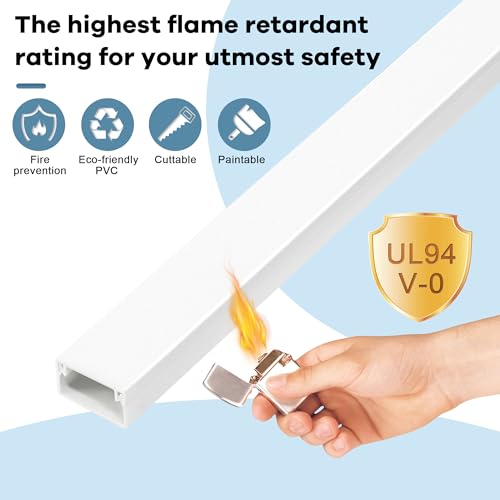 Image of Cord Covers for Wires on Wall Extra-Long, 24ft TV Cord Hider Kit, Paintable Cable Management Concealer, TV Wire Hider for Wall, White Cable Raceway Channel, 8 x L36in x W0.95in x H0.55in